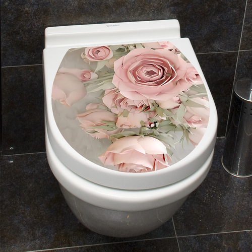 Warm personalized floral toilet stickers creative removable toilet seat stickers self-adhesive toilet decoration stickers painting manufacturers