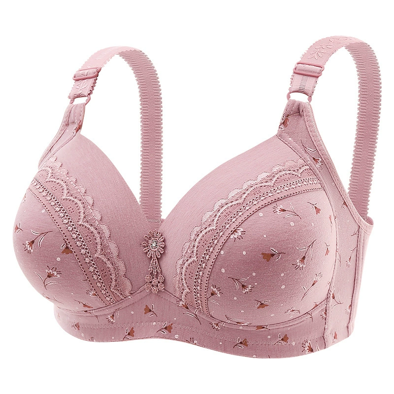Торговля за рубежом: трансграничный бюстгальтер из чистого хлопка с принтом без косточек, пуш-ап, большие размеры, нижнее белье для мам, прямые поставки с фабрики.