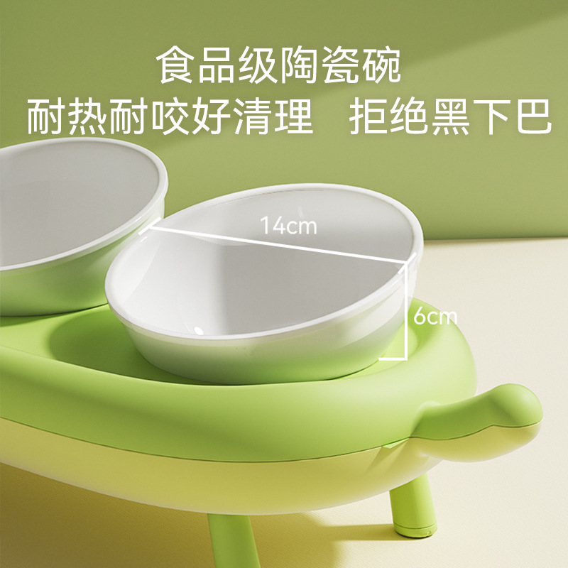 Gato Tazón de cerámica tazón de comida para gatos gato tazón de arroz cubilete oblicua protección de la boca columna cervical antidetonante doble tazón para perros tazón de comida para perros