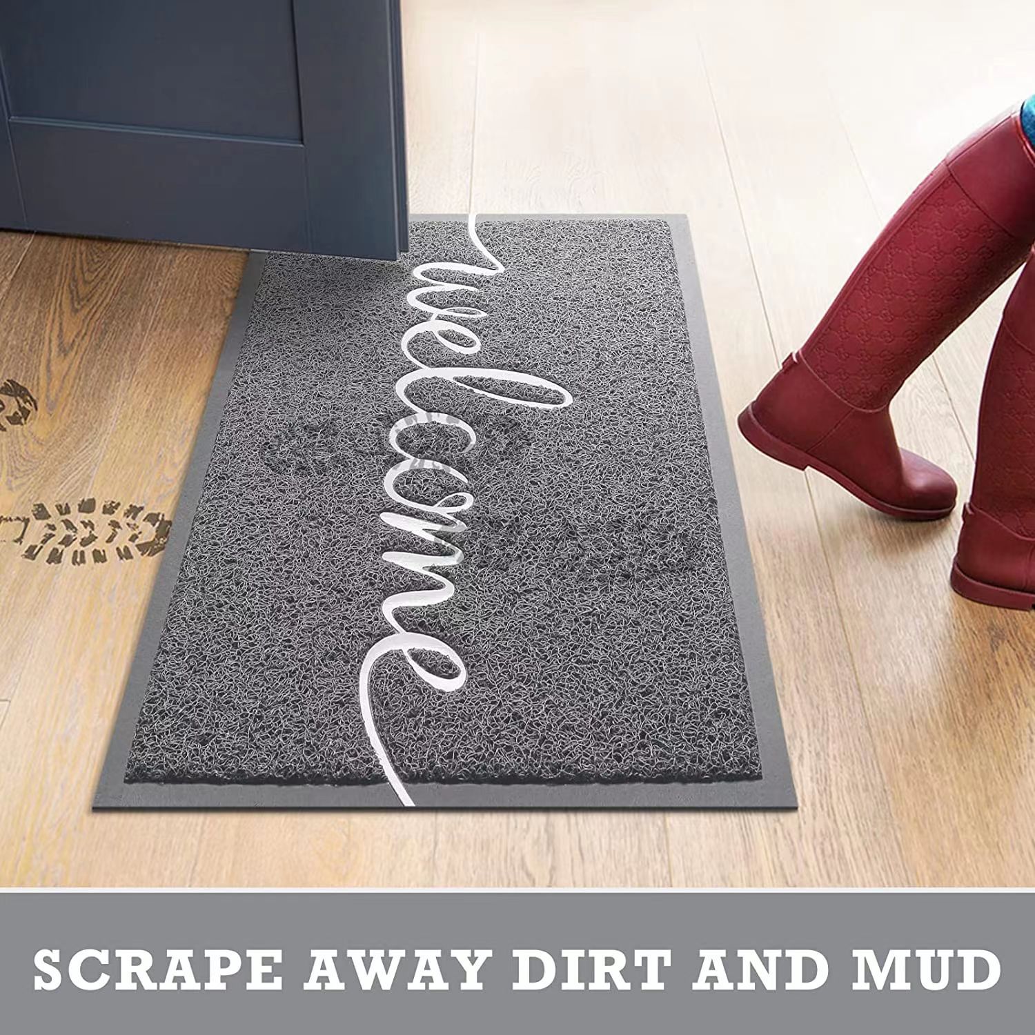 Černá rohožka ke dveřím moderní protiskluzová na špínu_voghion.com