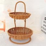 藤编收纳筐多层创意零食收纳筐桌面水果篮子点心篮多功能篮