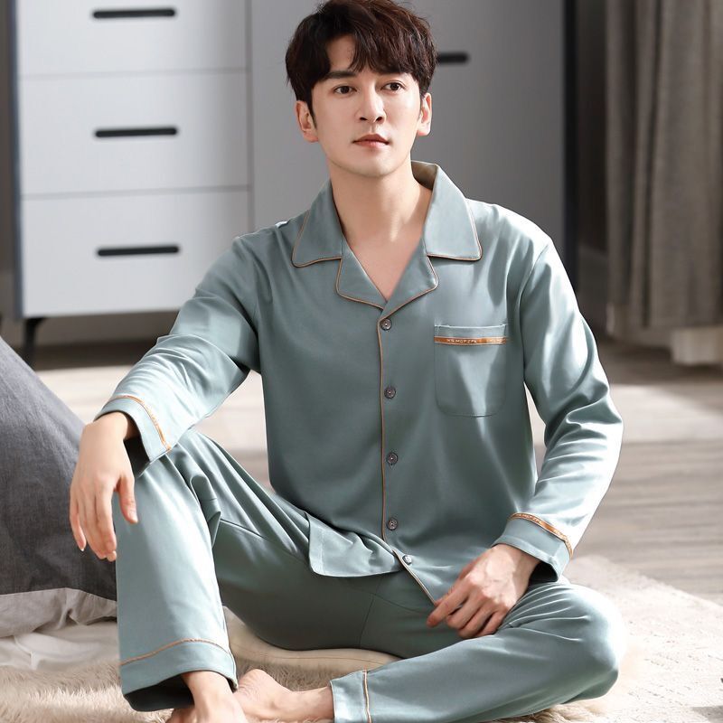 Pijamas de los hombres primavera y otoño 2022 nuevo Algodón puro manga larga más tamaño juventud inicio desgaste traje
