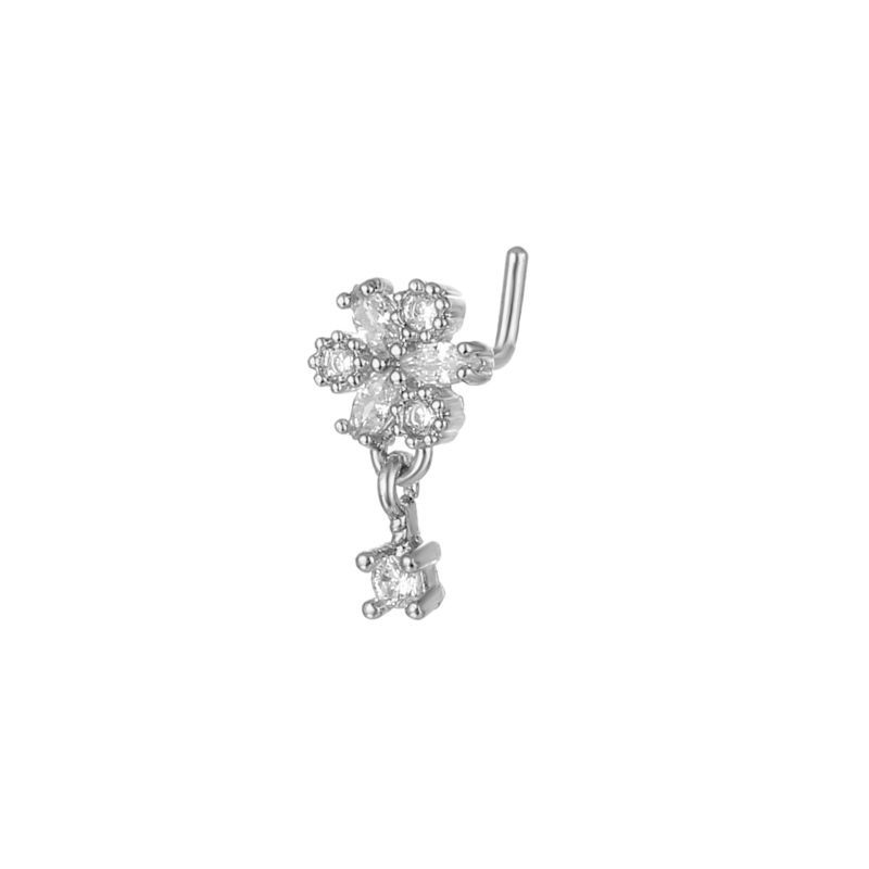 Rvs neusknopje bloem met ingelegde steen piercing_voghion.com