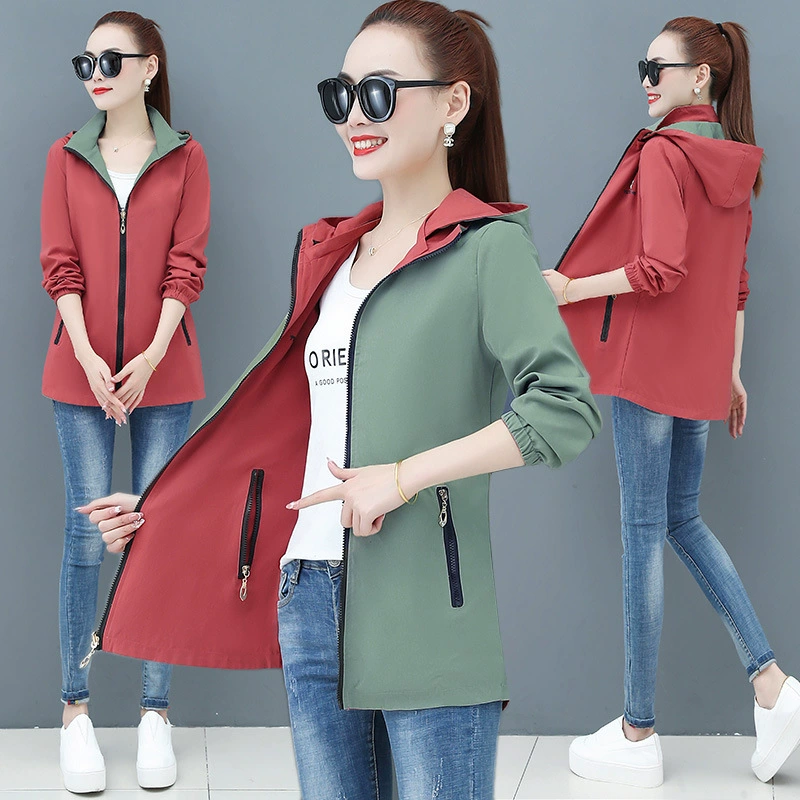 Double-sided long autumn jacket for leisure, Korean style, oversize