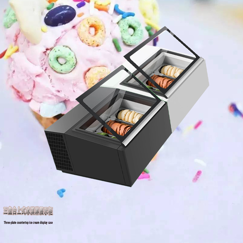 Three-Plate Ice Cream Display Case Refrigerated Showcase
