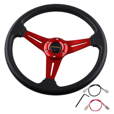 Car Modification Parts 14-Inch 350mm Pu Steering Wheel Competitive Gaming Kart Steering Wheel Racing Steering Wheel (Sükan sisteminin digər hissələri) - red