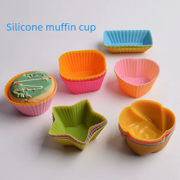 7cm Muffin Cup Round Heart Silicone Cake Cup Pudding Jelly Puff Mousse Air Fryer Baking Mold