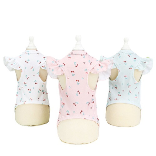 New puppy clothing lace sleeve T-shirt small and medium-sized dogs Teddy pet puppy clothes Pomeranian spring and summer clothing