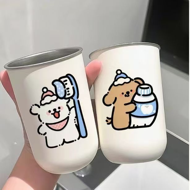 Wedding Mouthwash Cup, a Pair of Toothbrushing Cups for Couples, 304 Stainless Steel Wash Cup Set, Wedding Dowry Supplies