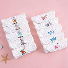 High density embroidered word classification handkerchief baby bib pure cotton gauze small square towel children's towel baby face towel 