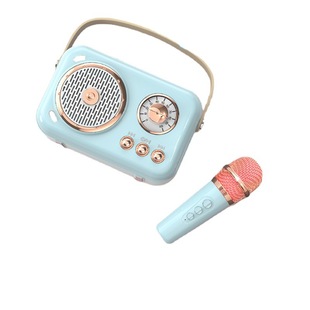 Outdoor portable mini Bluetooth speaker home karaoke singing sound microphone karaoke artifact gift wholesale