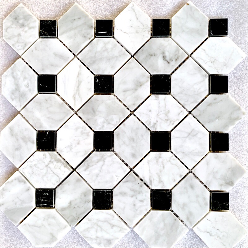 Shower area stone mosaic tile French black and white marble small tile kitchen wall tile bathroom floor tile