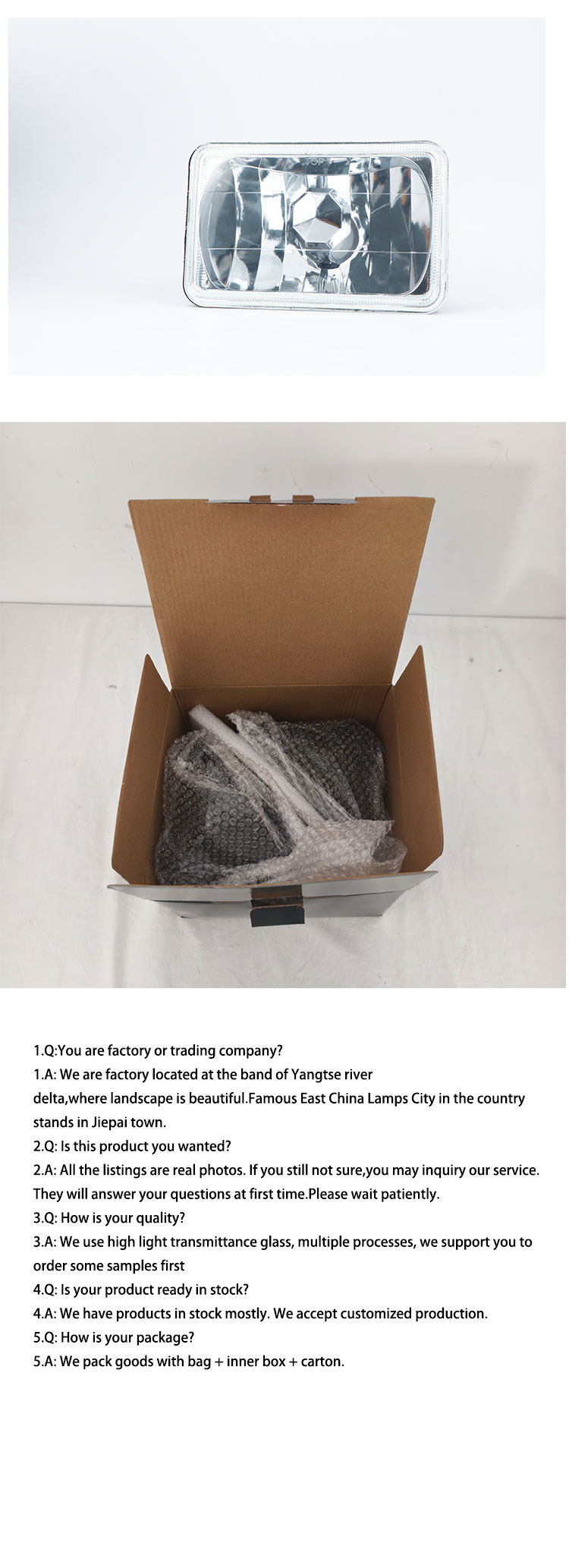 4652 Square Lamp 4*6inch Semi-Enclosed Wick Adapted to H4 High and Low Beam Headlight Classic Car Modified Headlight