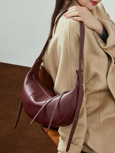 Leather solid color bag strap one shoulder, cowhide, genuine leather, one-shoulder