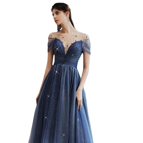 fashion Blue Red Glitter Evening Dresses Wedding Party fantasy party atmosphere toast carnival cocktail banquet host singers long evening dress