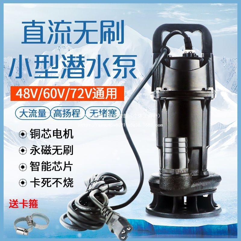 电瓶车直流无刷污水泵-电动车抽水机 高扬程潜水泵浇花浇菜