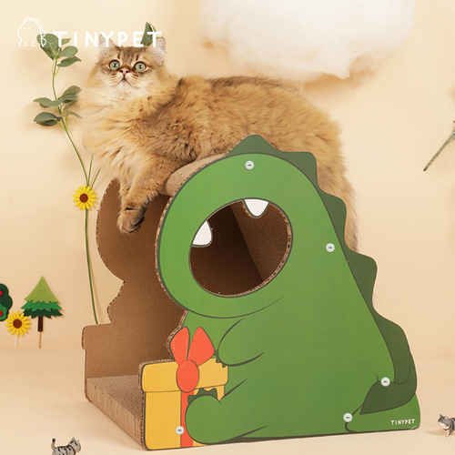 Tinypet little mustard dinosaur cat scratching board corrugated cat nest cat climbing frame vertical cat claw board supplies cat toys