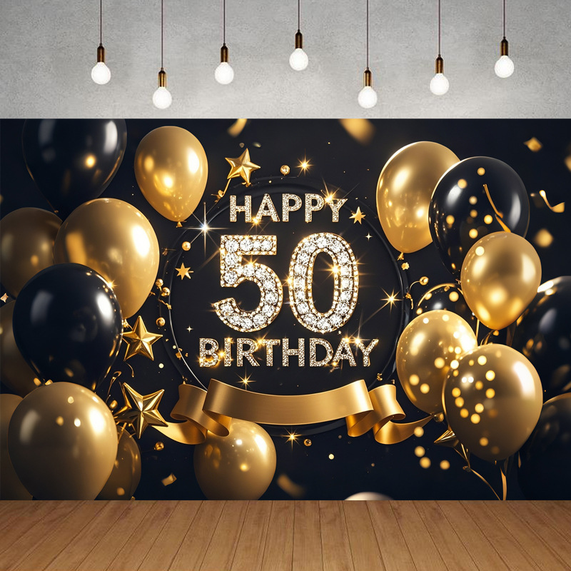 Nueva tela de fondo de feliz cumpleaños transfronteriza, carnaval de fiesta, serie principal de decoración de escenas, banner de cumpleaños