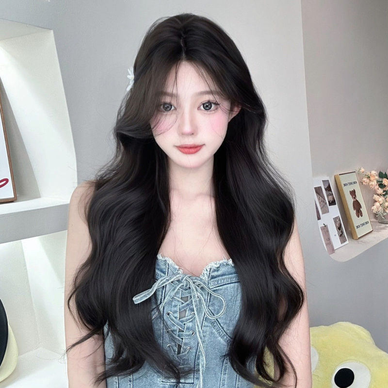 Front Lace Xuchang Wig Women's Large Wave Long Curly Hair Fashion Elegant Simulation Hair Internet Celebrity Wig Full Head Cover Front Lace Xuchang Wig Women's Large Wave Long Curly Hair Fashion Elegant Simulation Hair Internet Celebrity Wig Full Head Cover