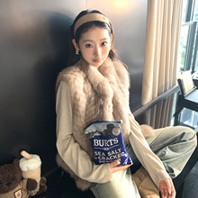 绯闻女友进口双色车条狐狸毛马甲女冬季立领显瘦毛毛背心皮草外套