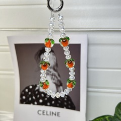 簡約清透小柿子小清新可愛短款手工串珠包包鑰匙扣手機鏈條通用款