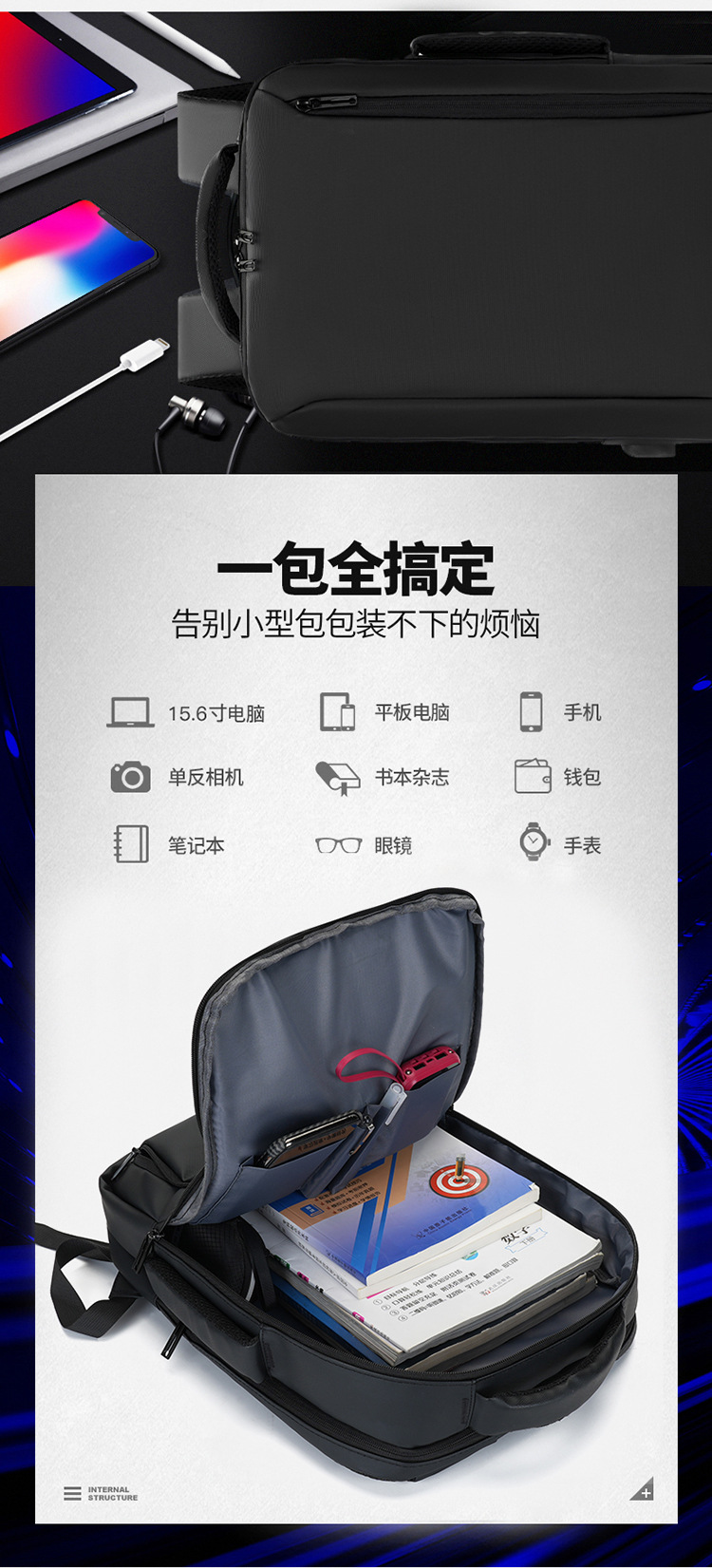 Grenzüberschreitender Herren-Laptop-Rucksack mit mehreren Funktionen, Business-Rucksack, großvolumiger Premium-Rucksack, Laptop-Rucksack
