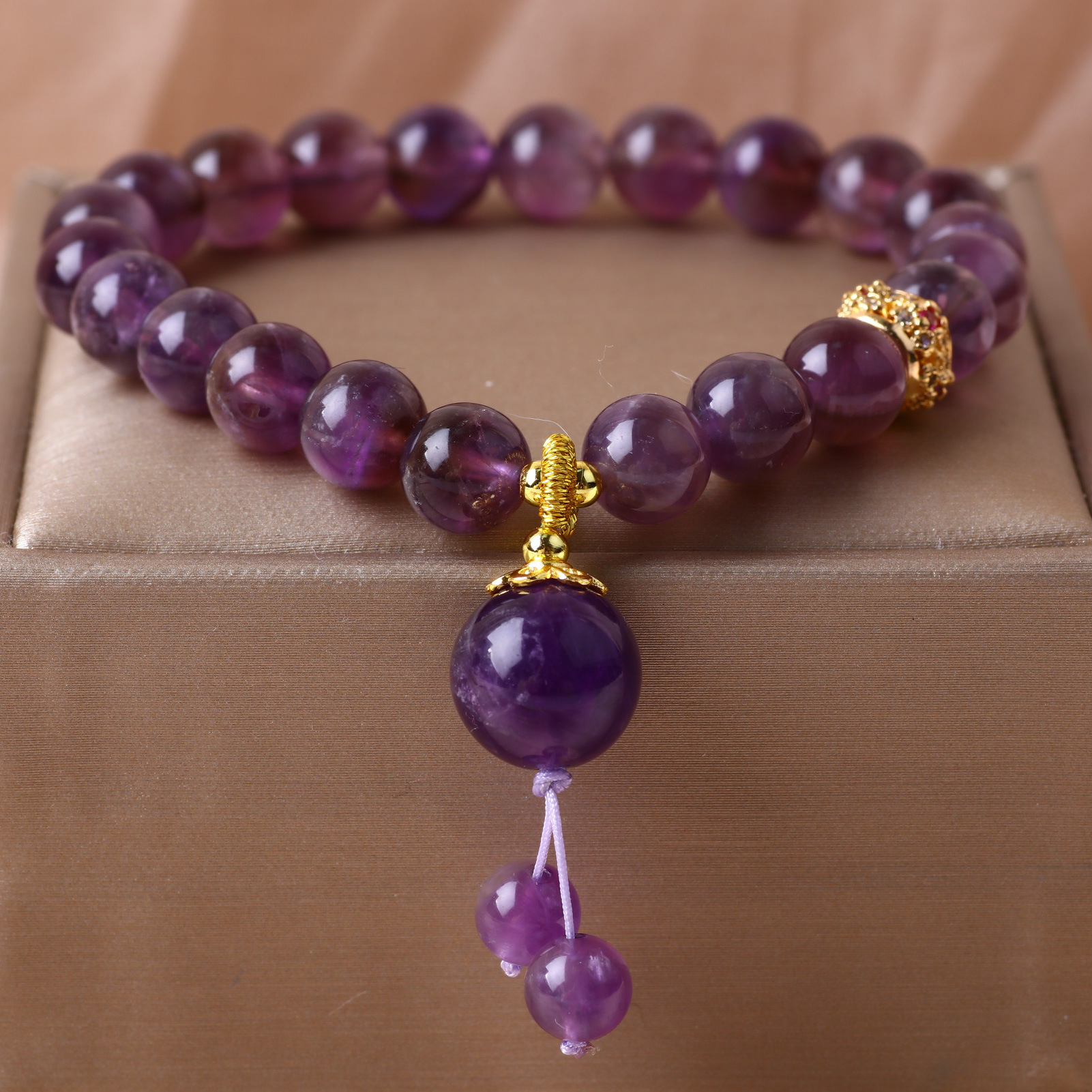 Brazalete de amatista natural para mujeres ins nicho lujoso ligero pulsera púrpura para la novia buena suerte regalo