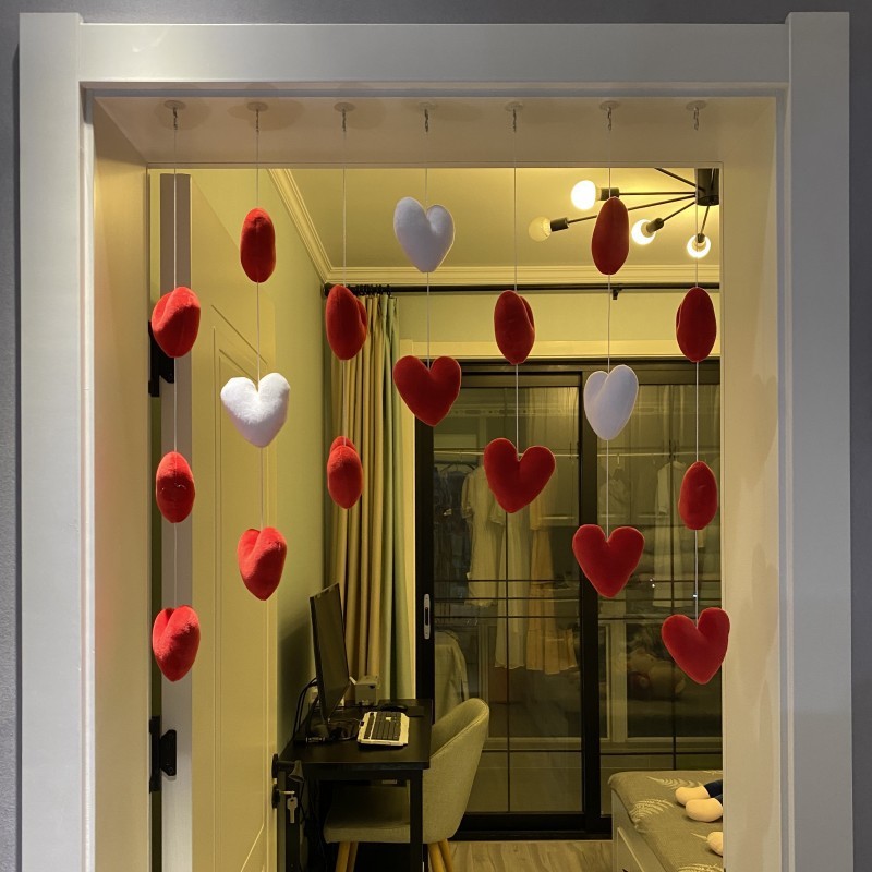 홍백 사랑향친 동형문커튼 [7줄 18개]