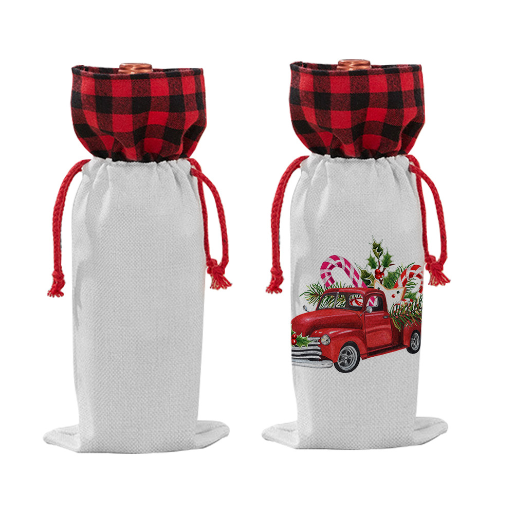 Bolsa de cordón de impresión de transferencia de calor 300g bolsa de cordón de lino bolsa de vino de cordón de producción creativa dibujo DIY material en blanco