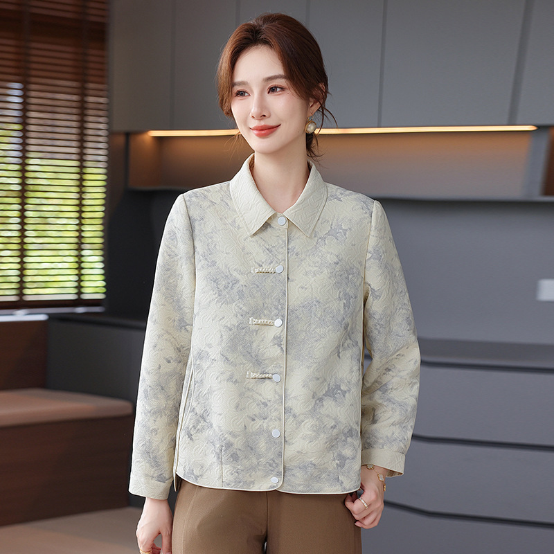 中老年女士春秋国风印花夹克40岁50妈妈装秋装外套洋气新中式上衣|undefined