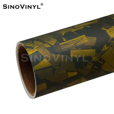 Automotive Film | Decoration - 15217-m-pet-dumb-face-flower-carbon-gold