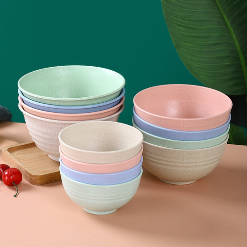 小麦秸秆餐具碗套装日式家用米饭碗创意防摔塑料碗家用汤米碗