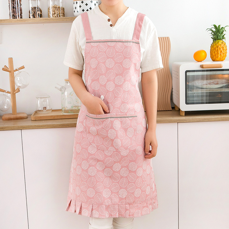 Creative Cute Flower Apron Cotton and Linen Breathable Household Kitchen Overalls Artistic Nail Shop Flower Shop Work Clothes Fashion