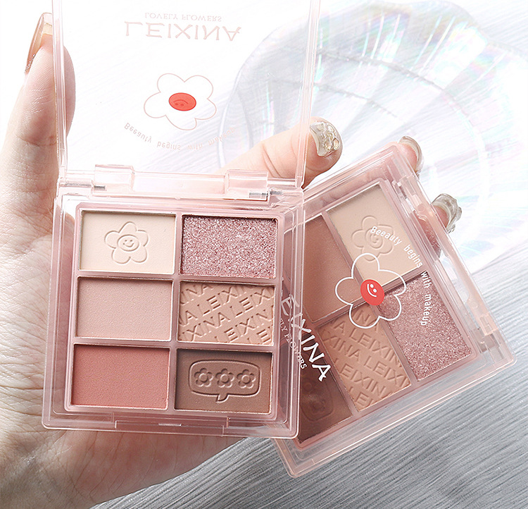 Six-color eyeshadow palette, multi-purpose, earth tones, fine glitter, matte, sugar color, soft light. Affordable makeup for students and beginners undefined