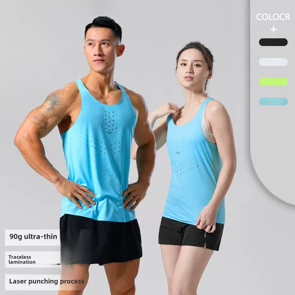 Ultra-light Running Wind Tunnel Vest Men's Sports Sleeveless Fitness Clothing Women's Marathon Track and Field Quick-drying Clothing Printed by Running Team