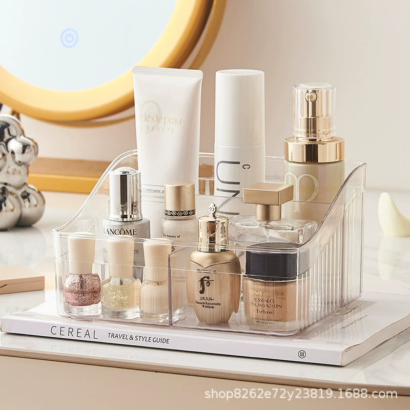 Acrylic Makeup Organizer Box, Transparent Multi-Compartment Cosmetic Storage, Light Luxury Style
