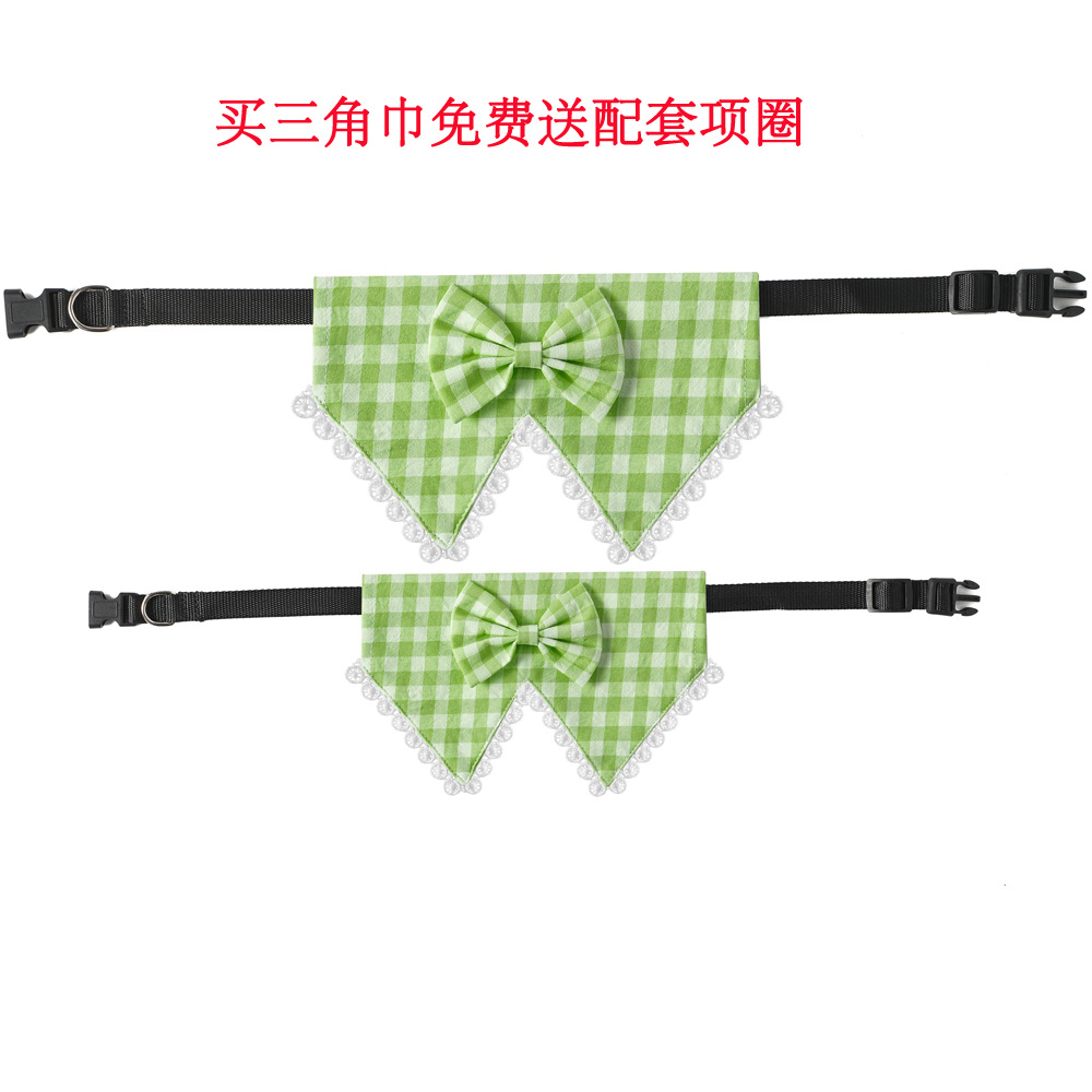 Fábrica transfronteriza nuevo algodón británico perro encaje Plaid mascota triángulo toalla mascota perro collar saliva toalla
