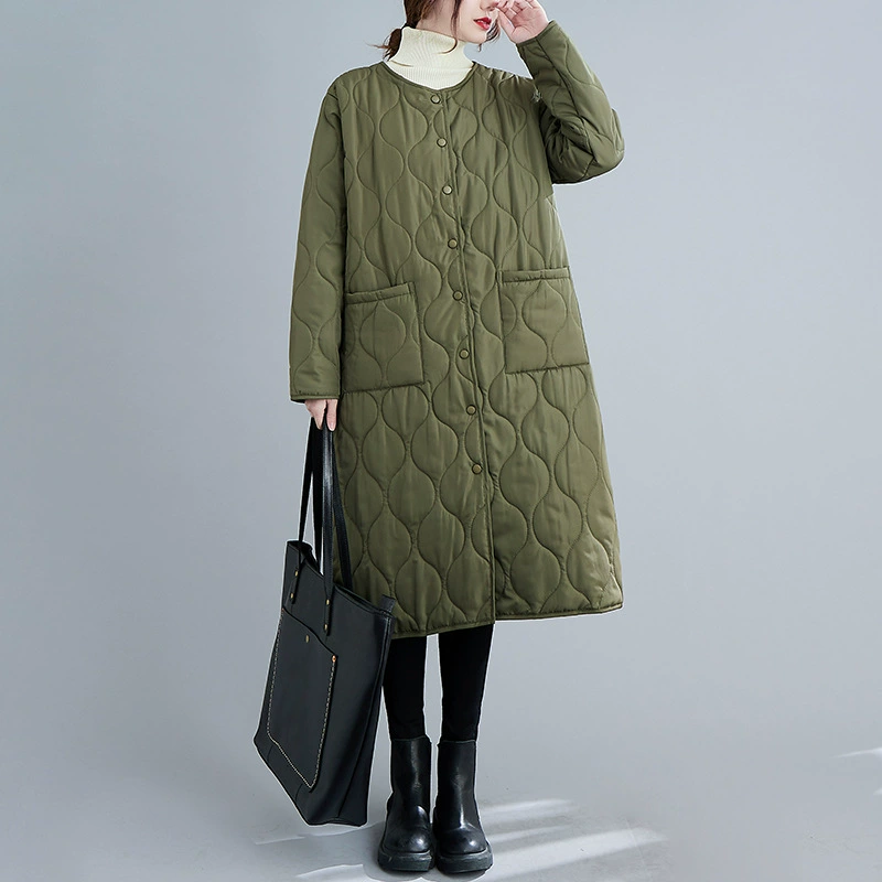Long down jacket, mid-length, loose fit, plus size