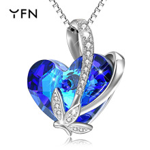 欧美时尚潮流心形奥地利水晶项链女情人节礼物s925银首饰厂家代发