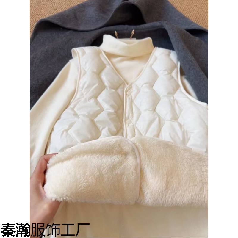 Little Red Book's Same Popular Model 2025 New Autumn and Winter down Cotton Vest Slim Fit Short Warm Liner Vest