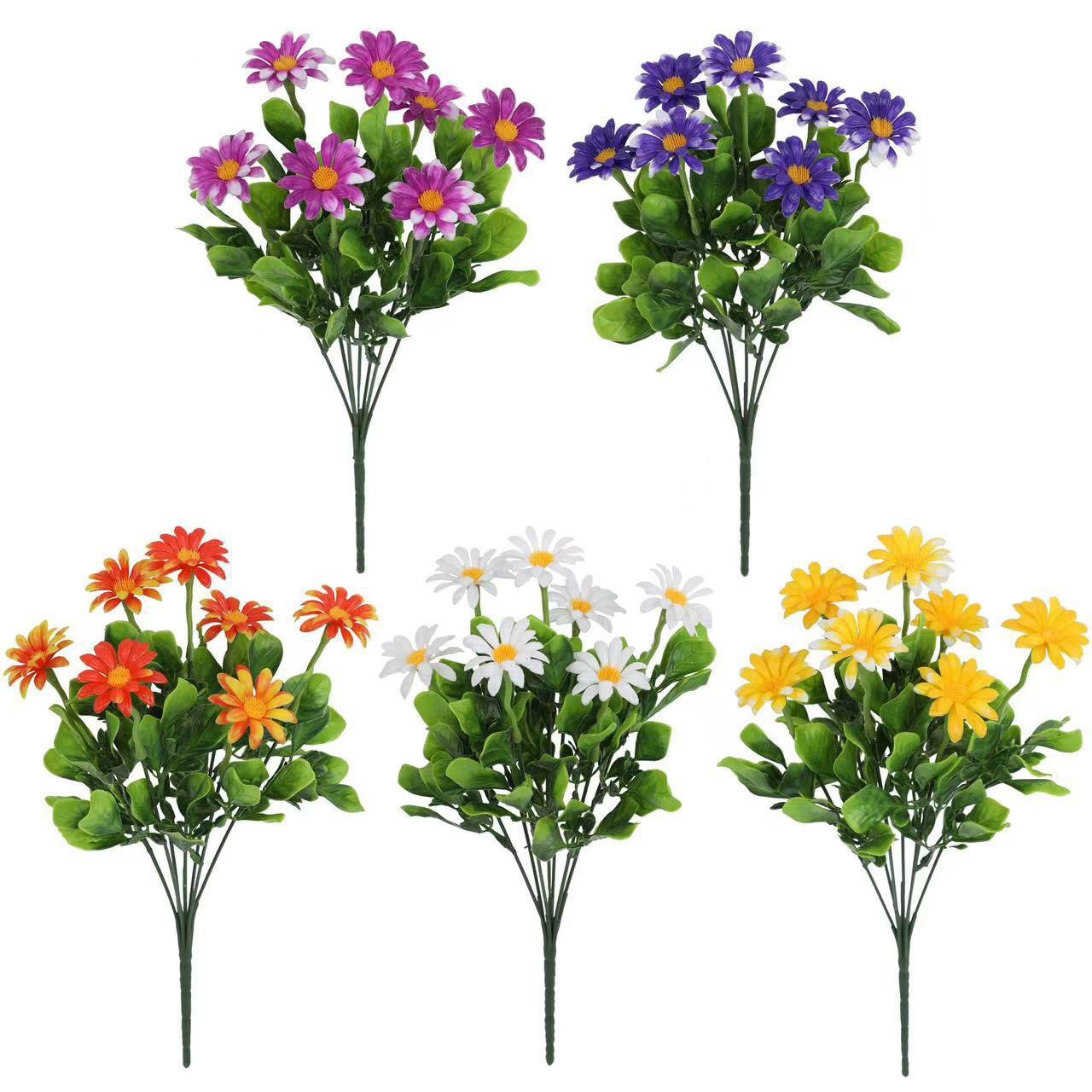 Nueva manzanilla simulada margarita simulada ramo flores de plástico balcón al aire libre sala de estar decoración de mesa de comedor flores