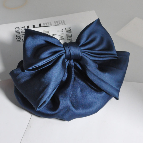 Fabric Large Bow Pouch Hair Net for Frizzy Short Hair, Professional Work Hair Net with Bow Hair Clip Hair Accessory