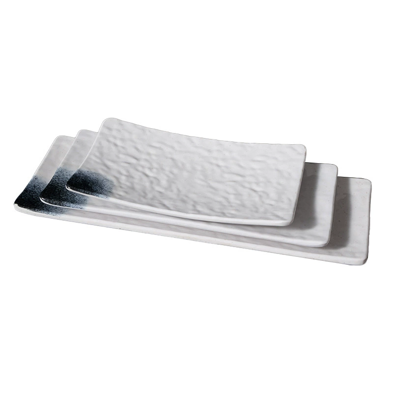 Sour soup hot pot side dish melamine imitation porcelain tableware Japanese high-end plate rectangular snack plate special-shaped plate