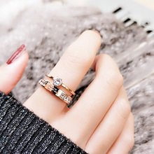 日系轻奢戒指女时尚个性韩版简约钛钢食指网红小众设计指环潮insF