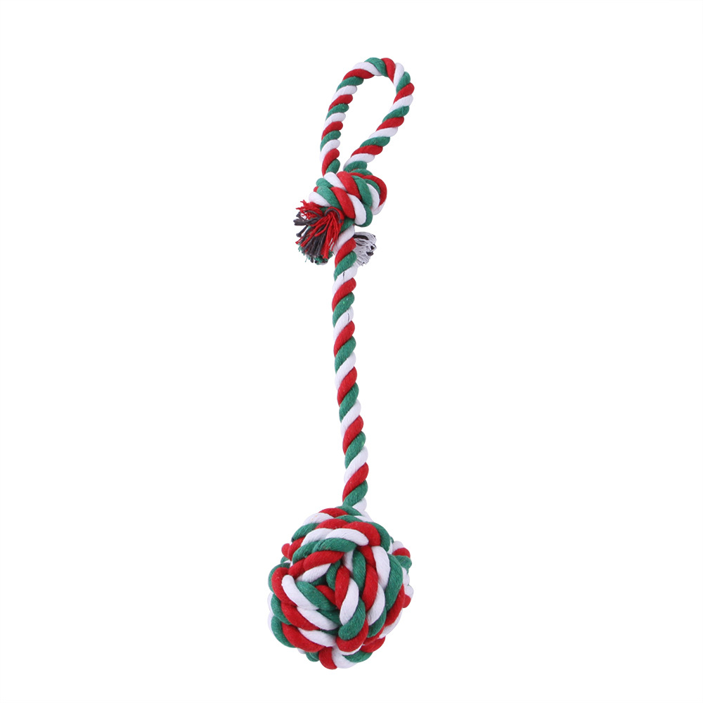 Christmas Festival Christmas Cotton Rope Christmas Color Block Pet Toys 1 Piece