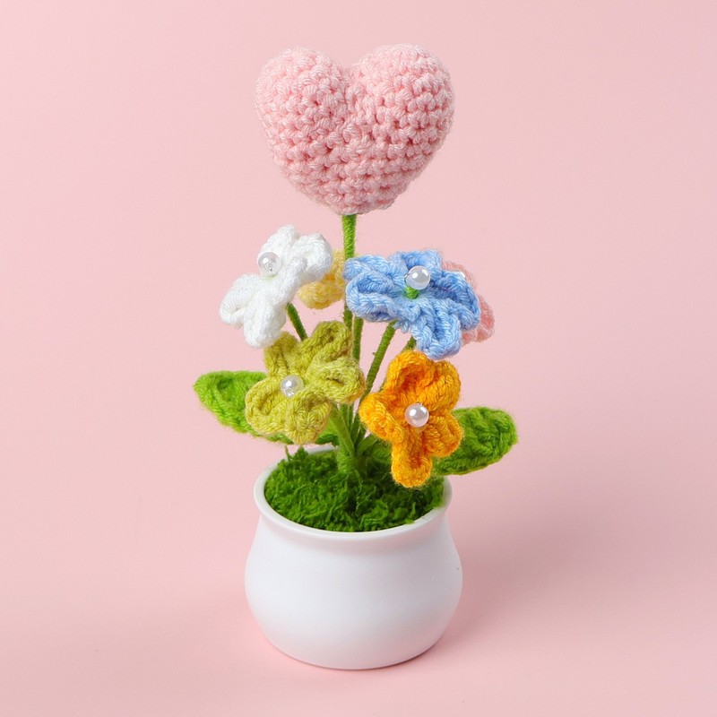 完成したウールひまわり鉢植えスズラン造花チューリップデスクトップ装飾品バレンタインデー教師クラスメートギフト|undefined