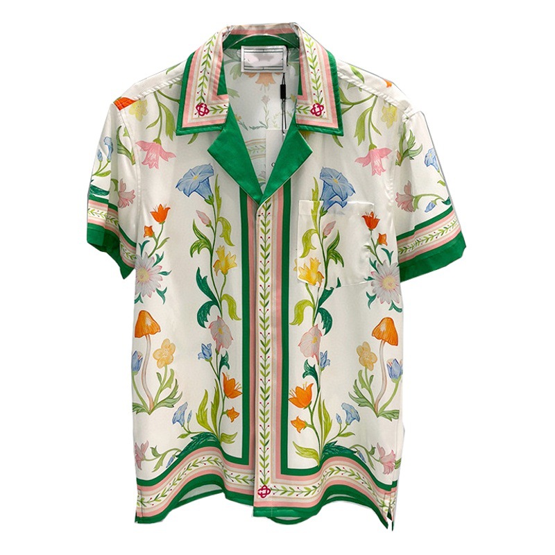 2023 verano nuevo europeo y americano transfronterizo Comercio exterior Juventud Popular impresión digital de los hombres florales de moda camisa de manga corta