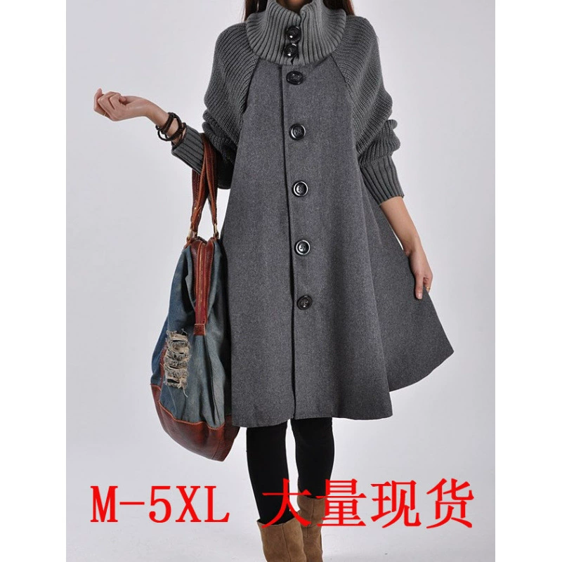 2024 осень и зима новая корейская версия большого размера женская средняя и длинная свободная шерстяное пальто плащ шерстяной плащ ветровка куртка