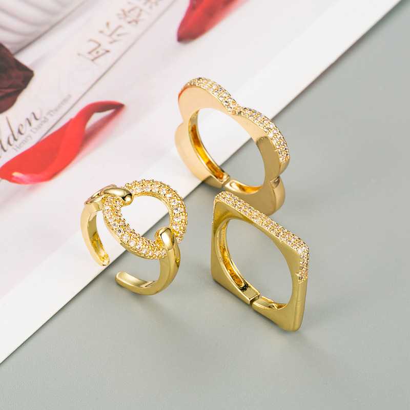 Simple Geometric Copper Gold-plated Open Ring display picture 3