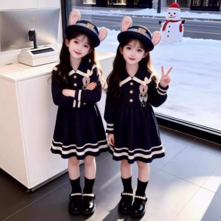 兔子警官衣服儿童连衣裙2026新款春秋季女童宝宝公主朱迪学院裙子
